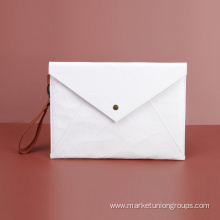 Vintage Kraft Envelop Handbag White Slim Paper Clutch Bag